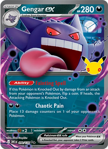 Losse Pokémonkaart 090/128 - Gengar ex - 30th Celebration - [Double rare]