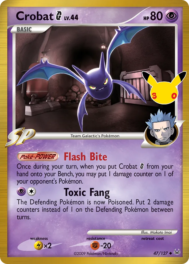 Losse Pokémonkaart 47/127 - Crobat G - 30th Celebration: Classic Collection - [Classic Collection]