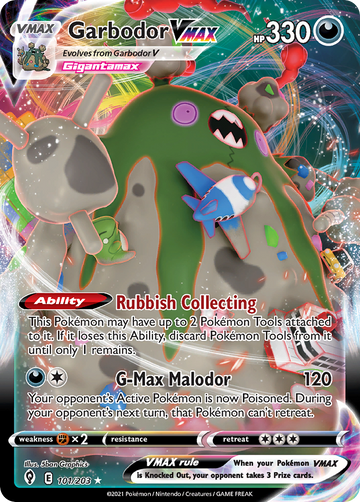 Pokémonkaart 101/203 - Garbodor VMAX - Evolving Skies - [Rare Holo VMAX]