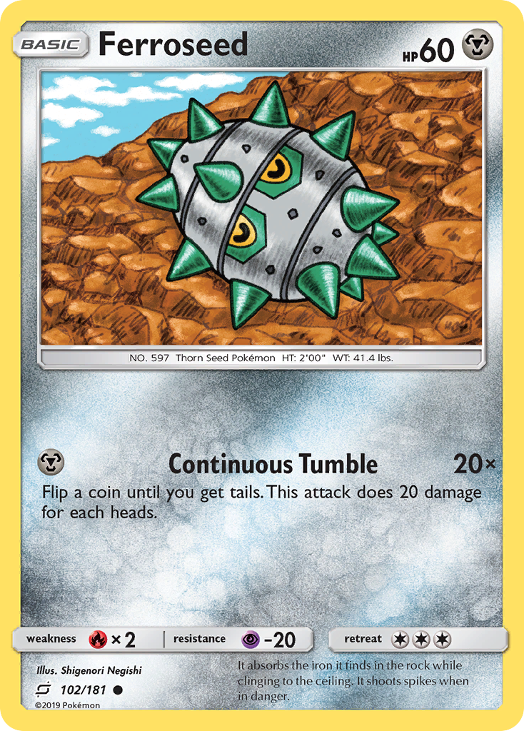 Pokémonkaart 102/181 - Ferroseed - Team Up - [Common]