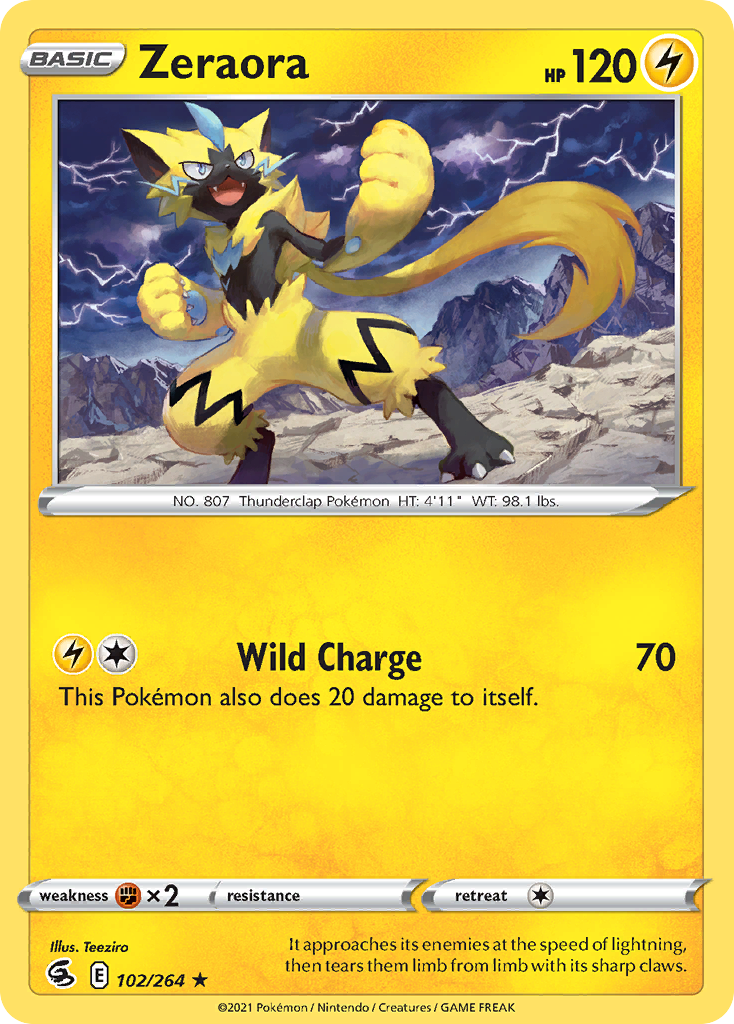 Pokémonkaart 102/264 - Zeraora - Fusion Strike - [Rare]