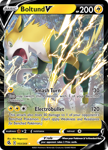 Pokémonkaart 103/264 - Boltund V - Fusion Strike - [Rare Holo V]