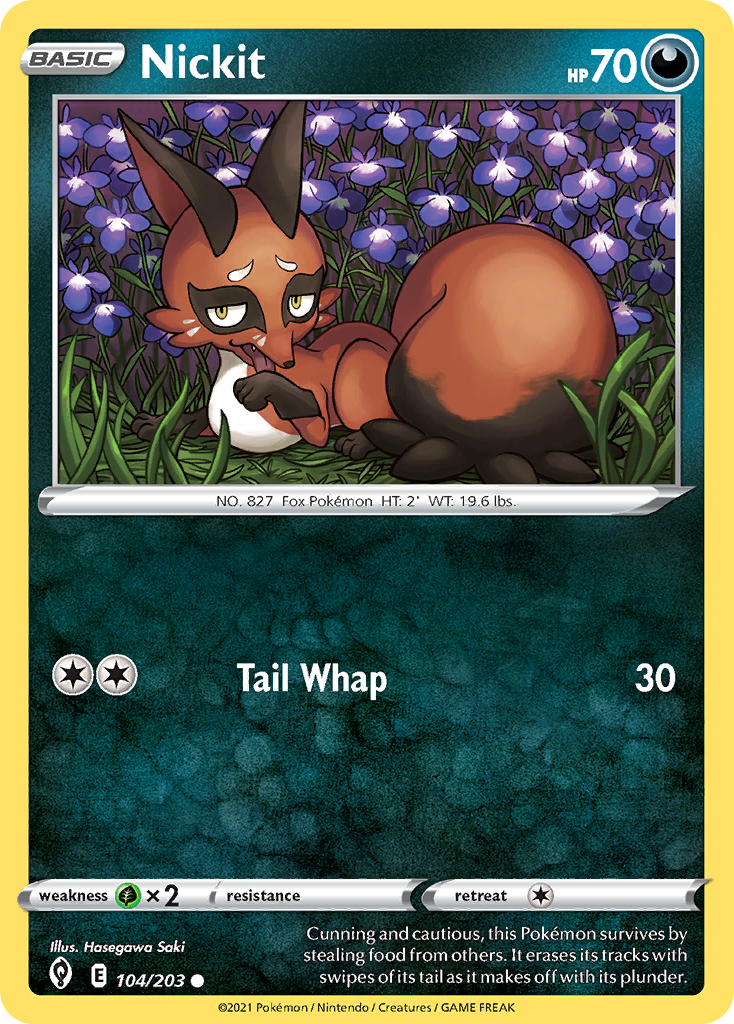 Pokémonkaart 104/203 - Nickit - Evolving Skies - [Common]