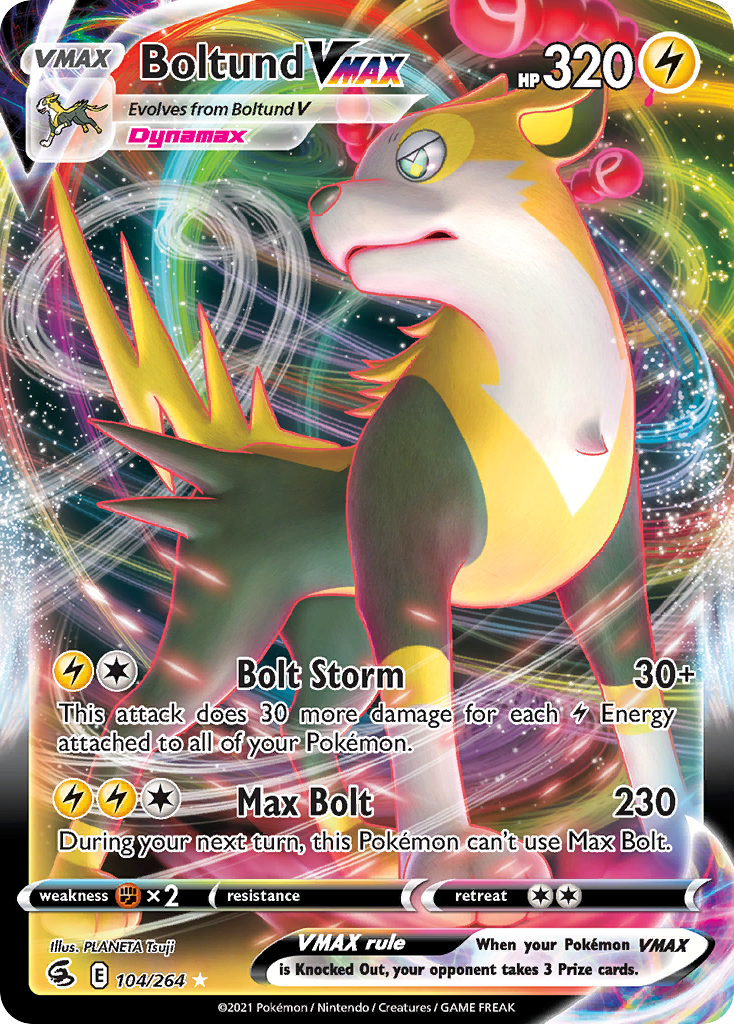 Pokémonkaart 104/264 - Boltund VMAX - Fusion Strike - [Rare Holo VMAX]