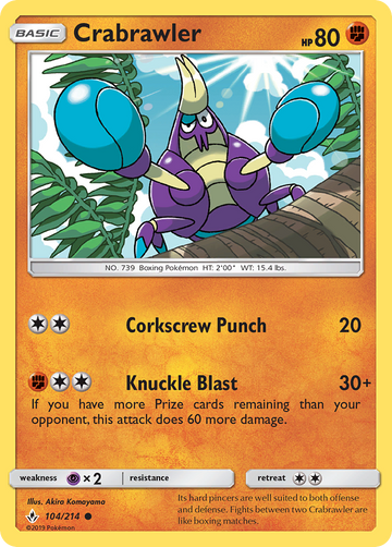Pokémonkaart 104/214 - Crabrawler - Unbroken Bonds - [Common]