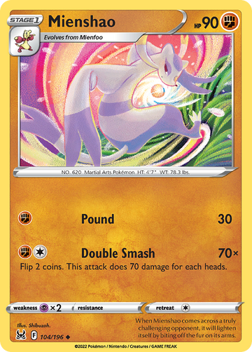 104/196 - Mienshao - Reverse Holo - [Uncommon]