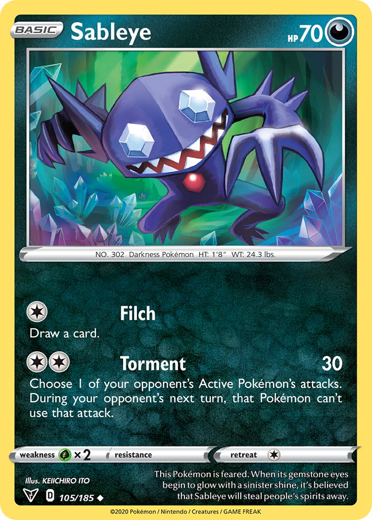 Pokémonkaart 105/185 - Sableye - Vivid Voltage - [Uncommon]