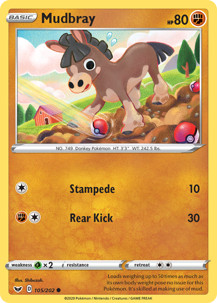Pokémonkaart 105/202 - Mudbray - Sword & Shield - [Common]