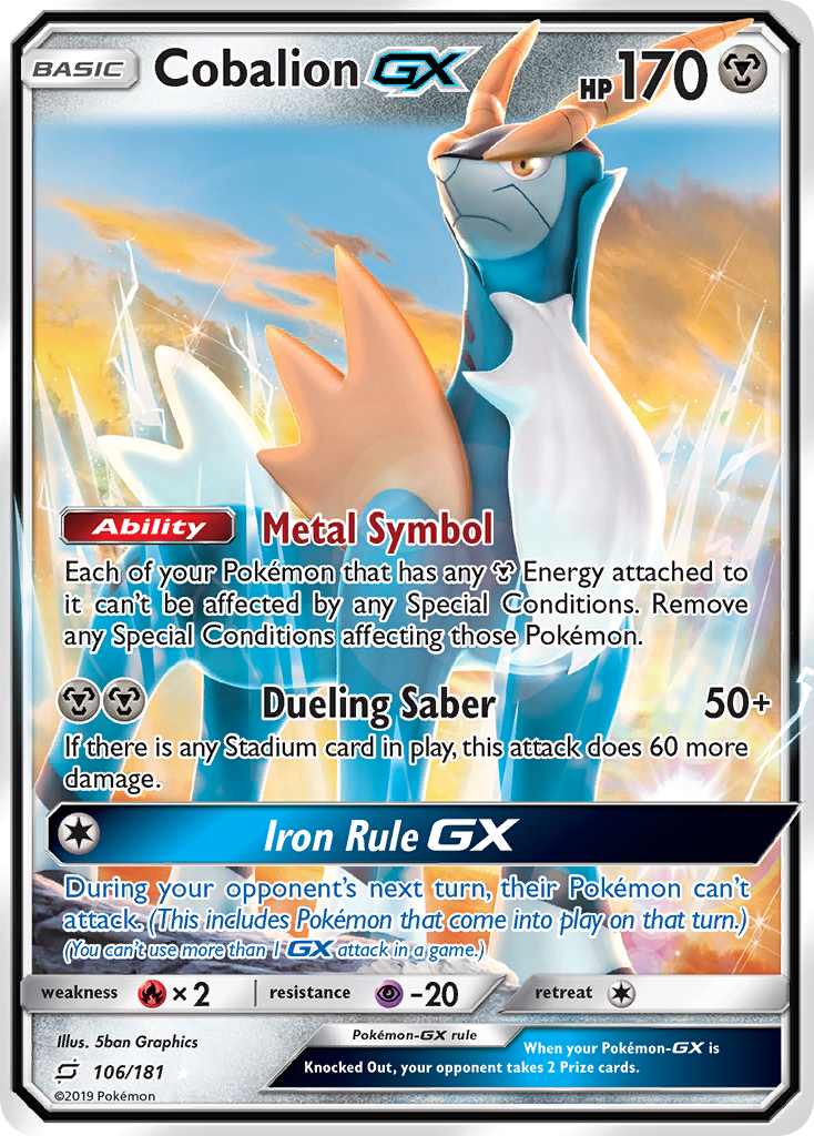 Pokémonkaart 106/181 - Cobalion-GX - Team Up - [Rare Holo GX]