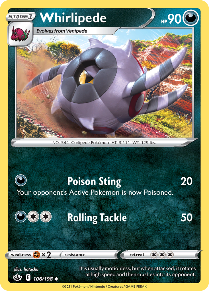 Pokémonkaart 106/198 - Whirlipede - Chilling Reign - [Uncommon]