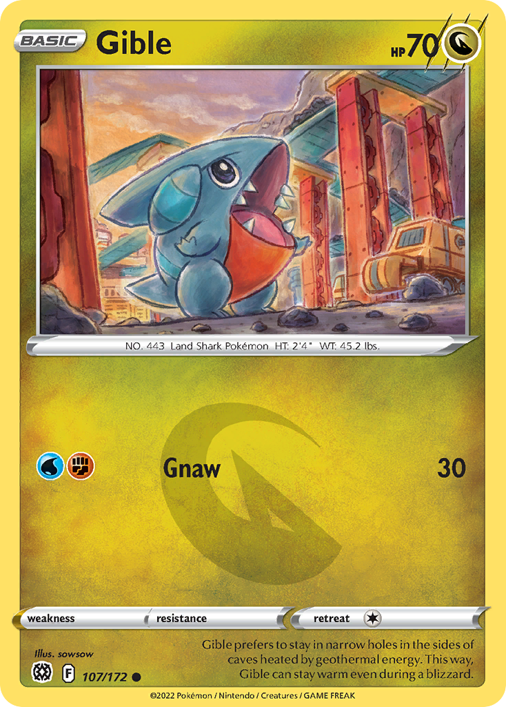 107/172 - Gible - Reverse Holo - [Common]