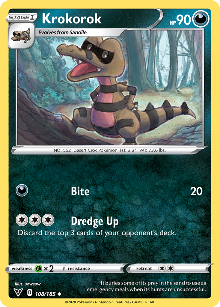 Pokémonkaart 108/185 - Krokorok - Vivid Voltage - [Uncommon]