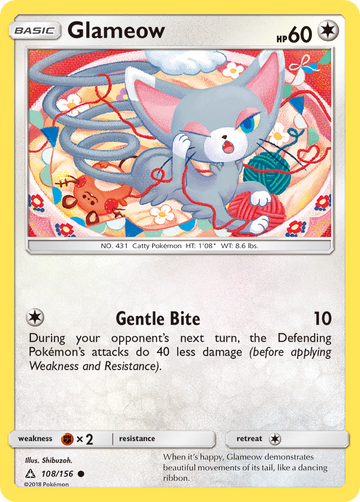 Pokémonkaart 108/156 - Glameow - Ultra Prism - [Common]