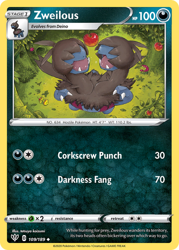 109/189 - Zweilous - [Uncommon] - Reverse Holo