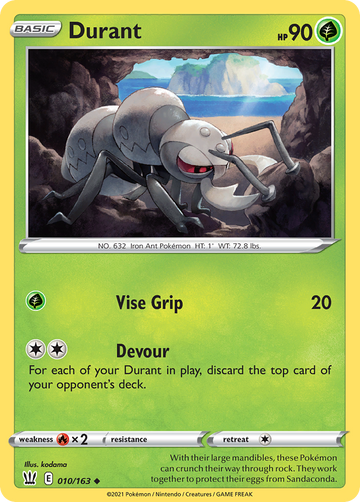Pokémonkaart 010/163 - Durant - Battle Styles - [Uncommon]