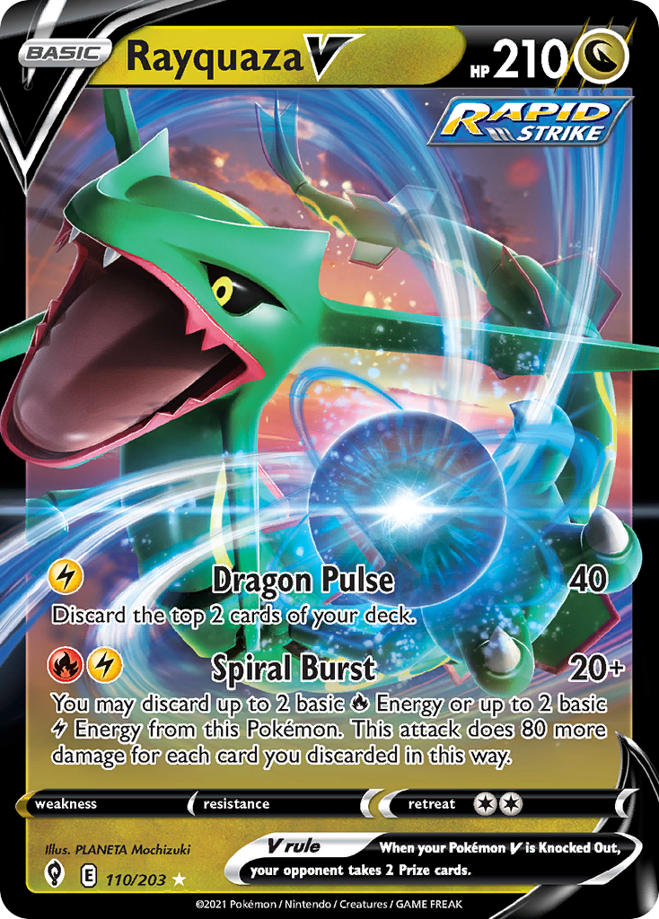 Pokémonkaart 110/203 - Rayquaza V - Evolving Skies - [Rare Holo V]