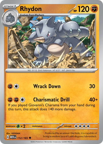 112/165 - Rhydon - [Uncommon] - Reverse Holo