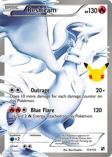 Pokémonkaart 113/114 - Reshiram - Celebrations: Classic Collection - [Classic Collection]