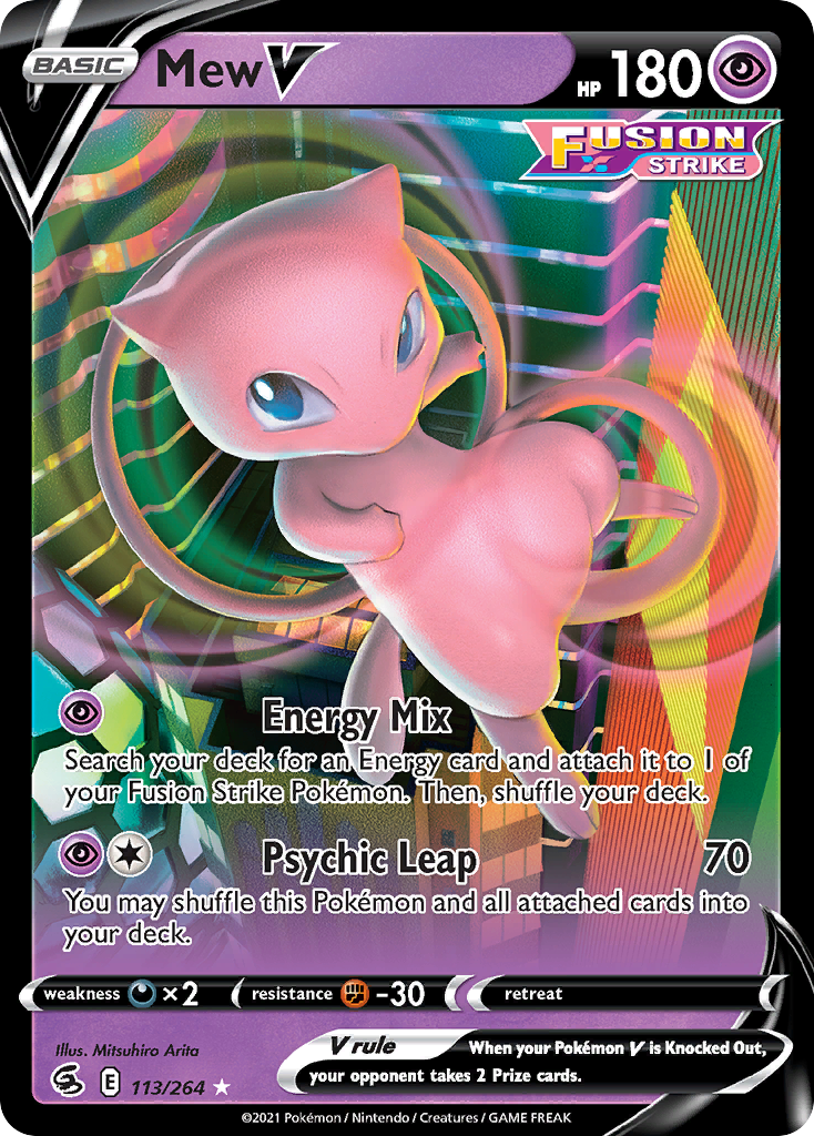 Pokémonkaart 113/264 - Mew V - Fusion Strike - [Rare Holo V]