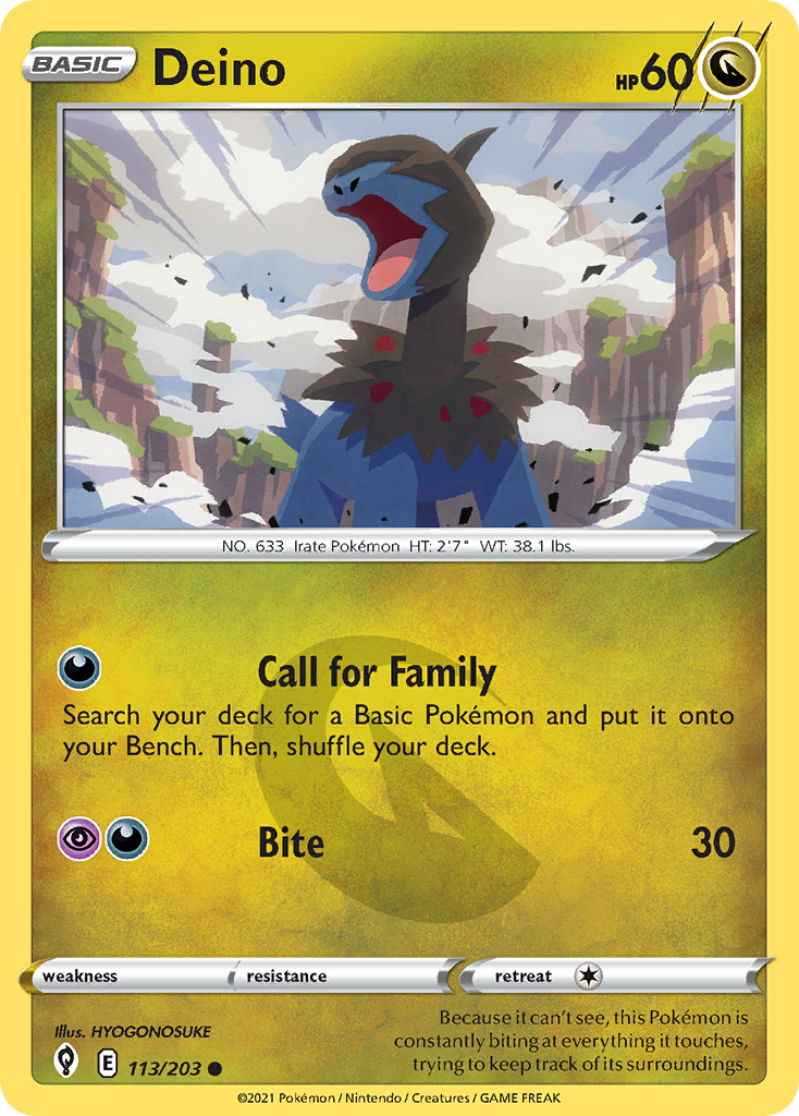 Pokémonkaart 113/203 - Deino - Evolving Skies - [Common]