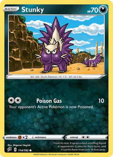 Pokémonkaart 114/192 - Stunky - Rebel Clash - [Common]