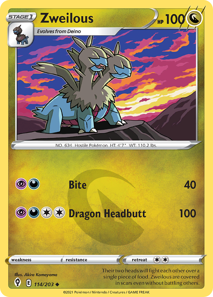 Pokémonkaart 114/203 - Zweilous - Evolving Skies - [Uncommon]