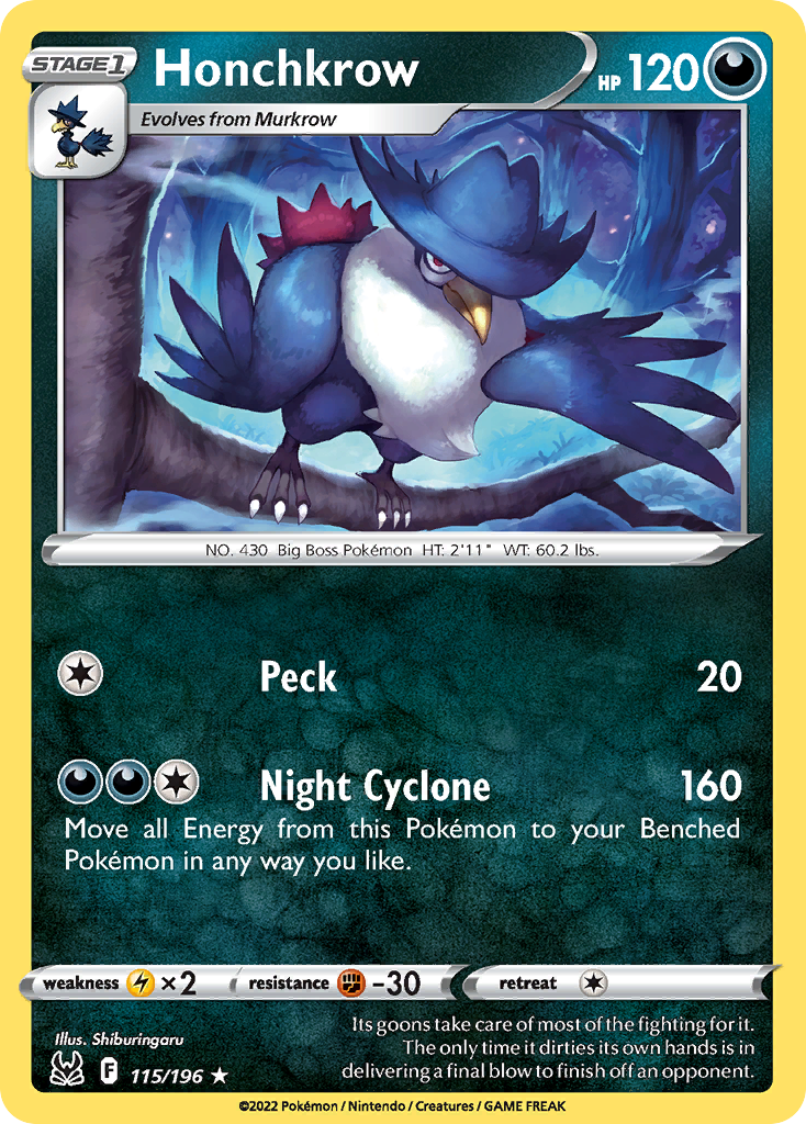 115/196 - Honchkrow - Reverse Holo - [Rare]