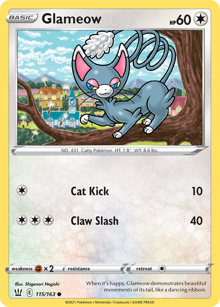 Pokémonkaart 115/163 - Glameow - Battle Styles - [Common]