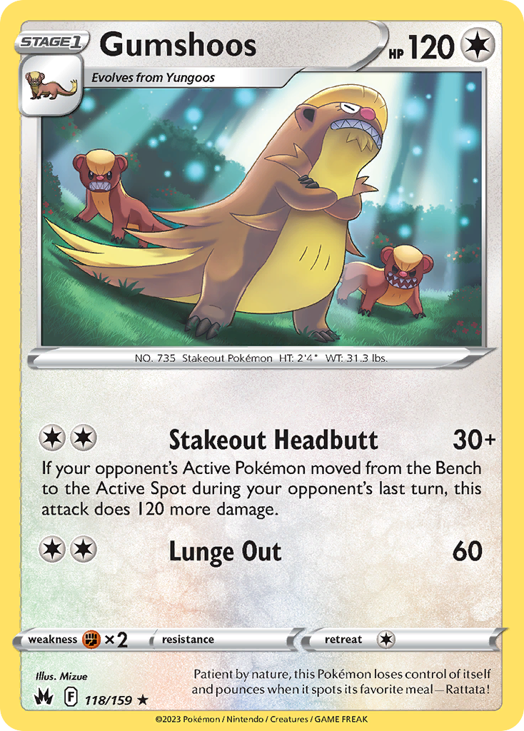 118/159 - Gumshoos - [Rare] - Reverse Holo