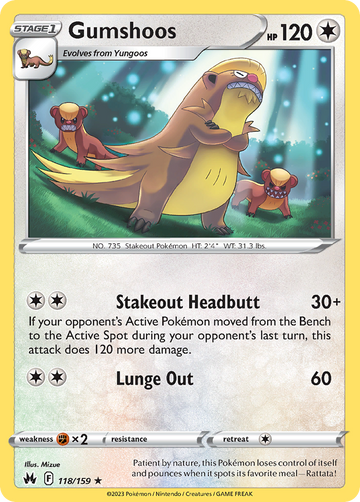 118/159 - Gumshoos - [Rare] - Reverse Holo