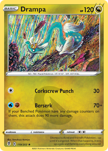 Pokémonkaart 119/203 - Drampa - Evolving Skies - [Rare]