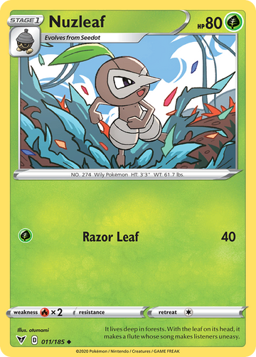 Pokémonkaart 011/185 - Nuzleaf - Vivid Voltage - [Uncommon]