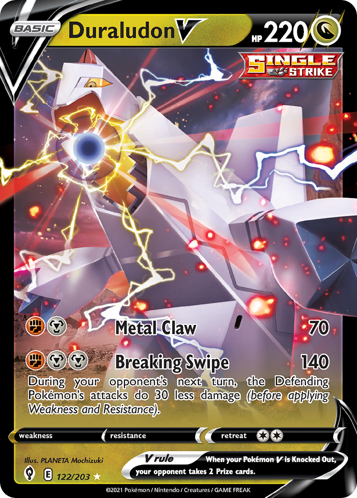 Pokémonkaart 122/203 - Duraludon V - Evolving Skies - [Rare Holo V]