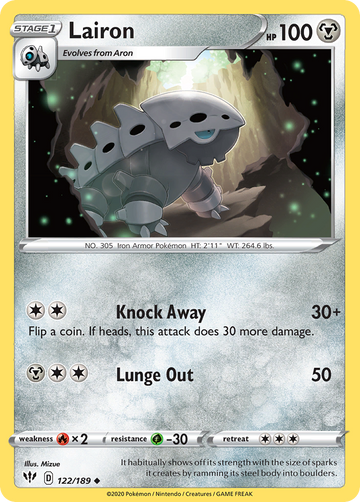 Pokémonkaart 122/189 - Lairon - Darkness Ablaze - [Uncommon]