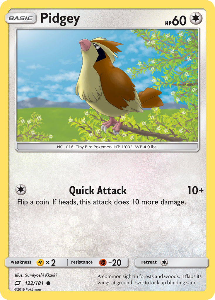 Pokémonkaart 122/181 - Pidgey - Team Up - [Common]