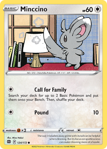 124/172 - Minccino - Reverse Holo - [Common]