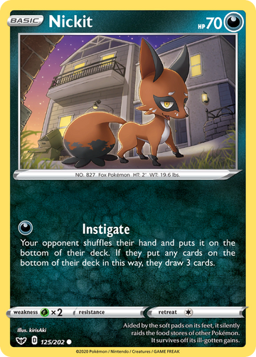 Pokémonkaart 125/202 - Nickit - Sword & Shield - [Common]