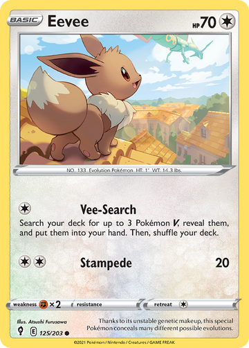 Pokémonkaart 125/203 - Eevee - Evolving Skies - [Common]