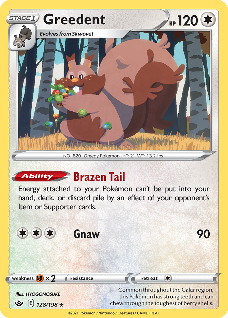 Pokémonkaart 128/198 - Greedent - Chilling Reign - [Rare Holo]