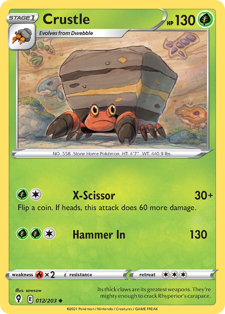 Pokémonkaart 012/203 - Crustle - Evolving Skies - [Uncommon]