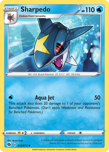 Pokémonkaart 012/073 - Sharpedo - Champion's Path - [Uncommon]