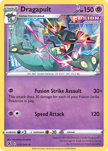 Pokémonkaart 130/264 - Dragapult - Fusion Strike - [Rare Holo]