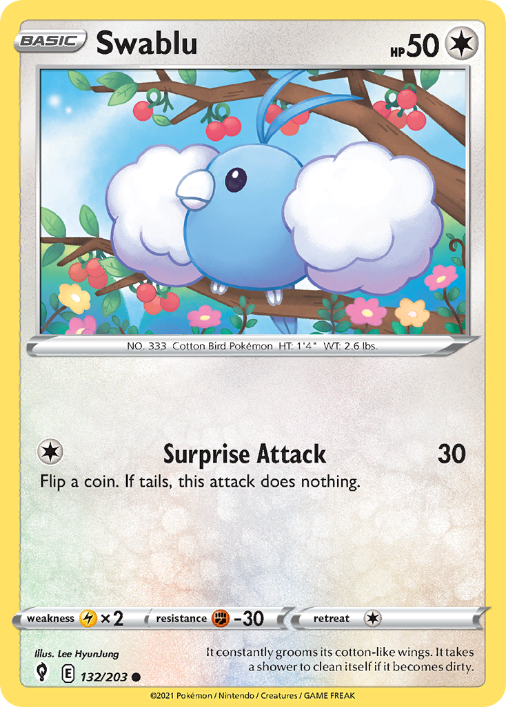 Pokémonkaart 132/203 - Swablu - Evolving Skies - [Common]