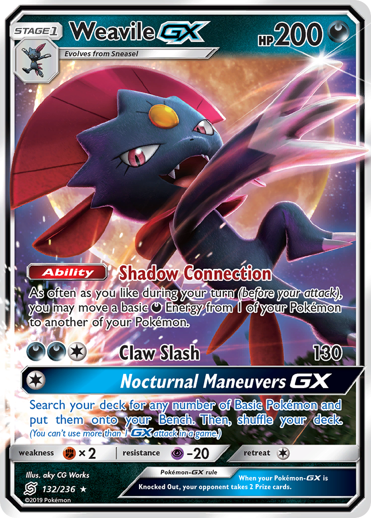 Pokémonkaart 132/236 - Weavile-GX - Unified Minds - [Rare Holo GX]