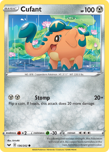 Pokémonkaart 136/202 - Cufant - Sword & Shield - [Common]