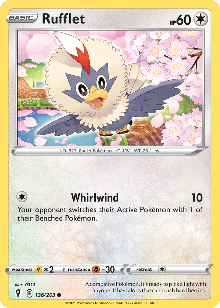 Pokémonkaart 136/203 - Rufflet - Evolving Skies - [Common]
