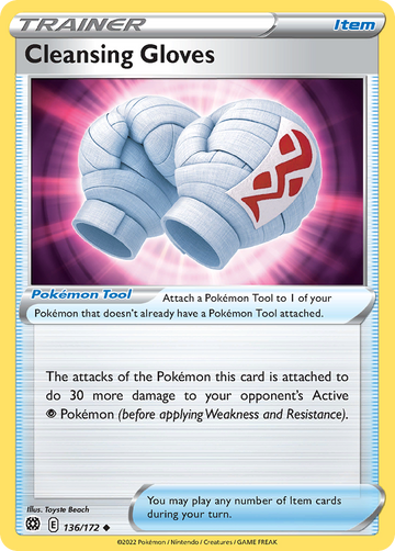 136/172 - Cleansing Gloves - Reverse Holo - [Uncommon]