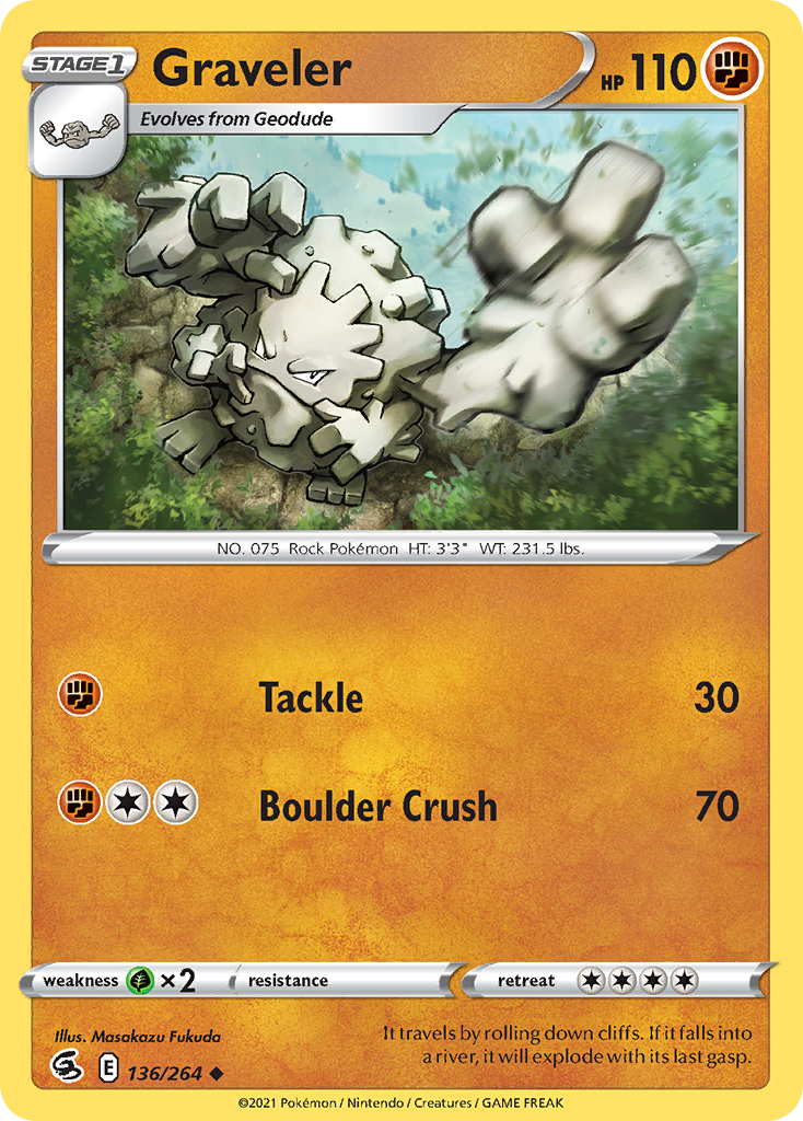 Pokémonkaart 136/264 - Graveler - Fusion Strike - [Uncommon]