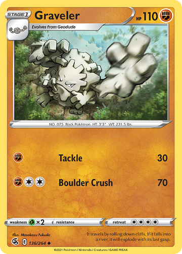 Pokémonkaart 136/264 - Graveler - Fusion Strike - [Uncommon]