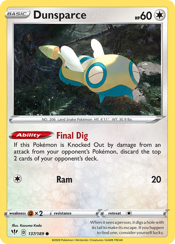 137/189 - Dunsparce - [Common] - Reverse Holo